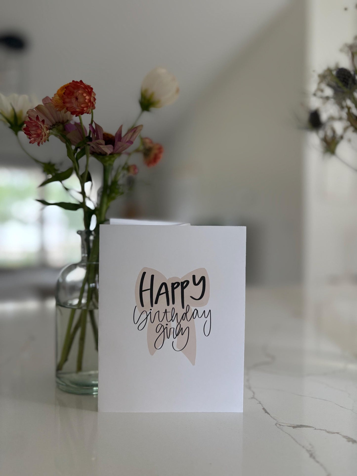 Girly Bow Birthday Card with Envelope