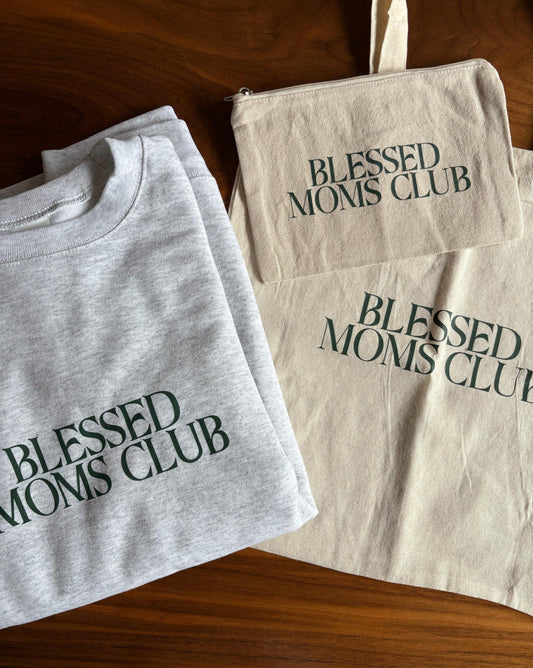 Blessed Moms Club Bundle - Crewneck Sweater, Tote Bag, Pouch