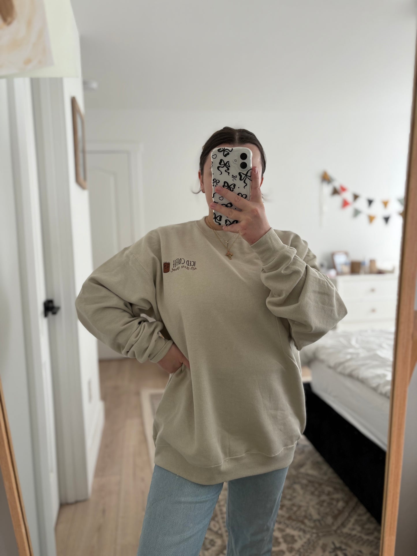 Coffee All Year Round Crewneck Sweater - Sand