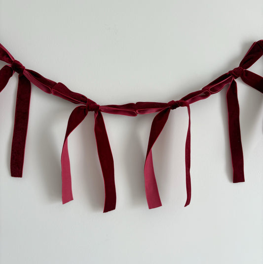 Burgundy Red Velvet Bow Garland