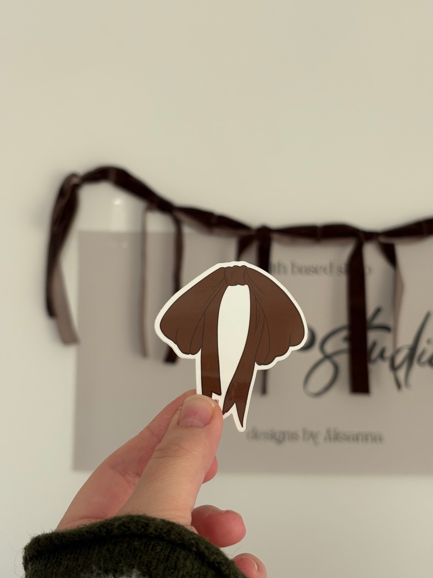 Brown Bow Vinyl Sticker