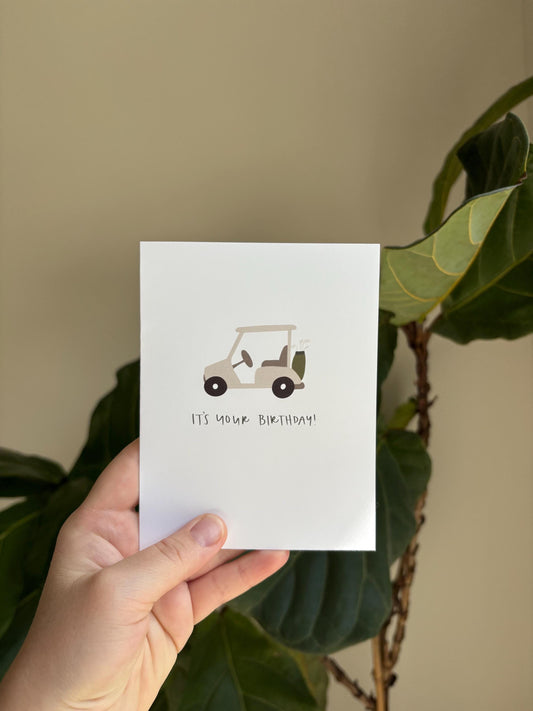 Birthday Card with Envelope, Greeting Cards, Golf, Golf Cart, Par-tee, Fun, Happy Birthday for Him