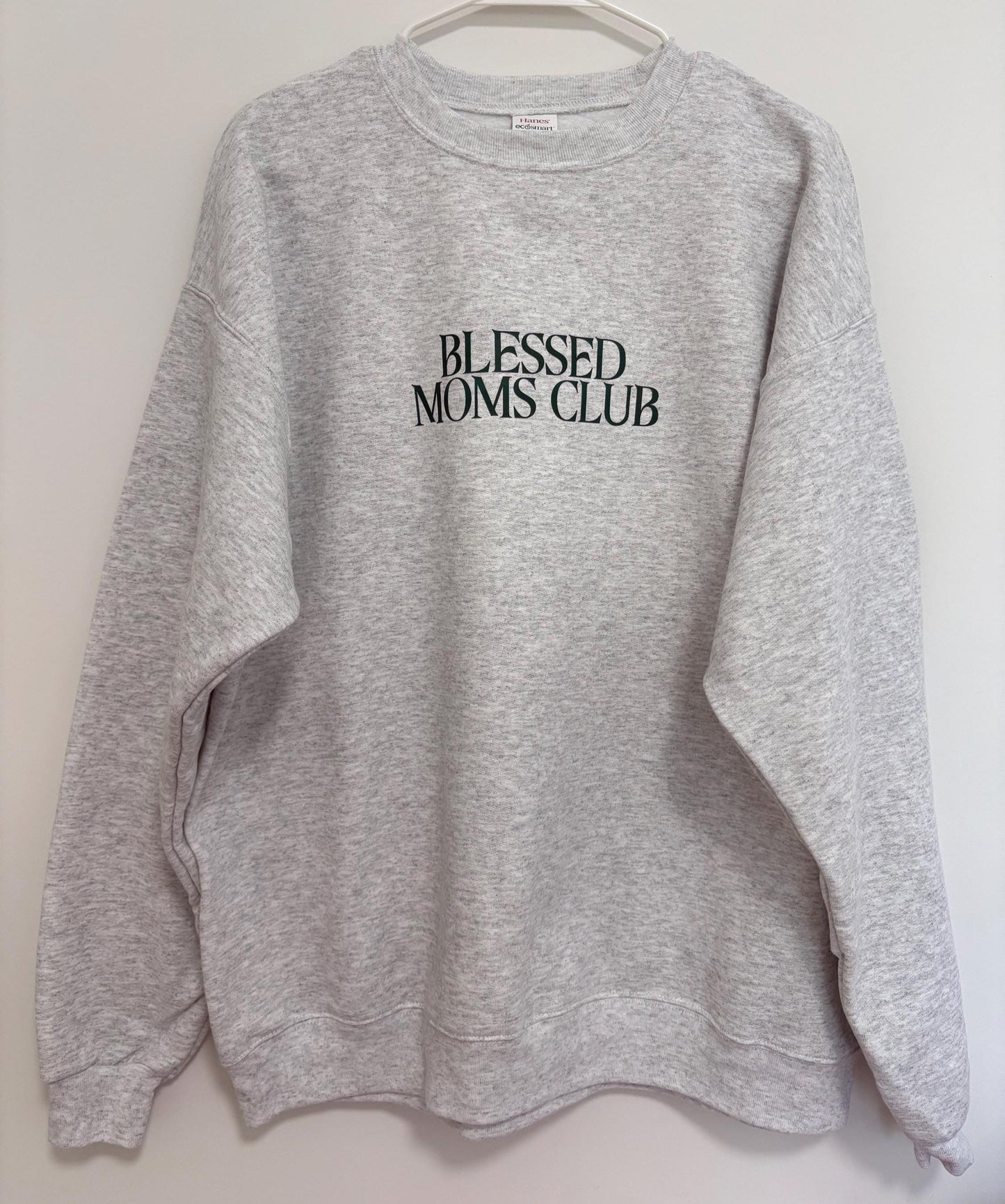 Blessed Moms Club Crewneck Sweater, Ash Color, 50% Cotton and Polyester
