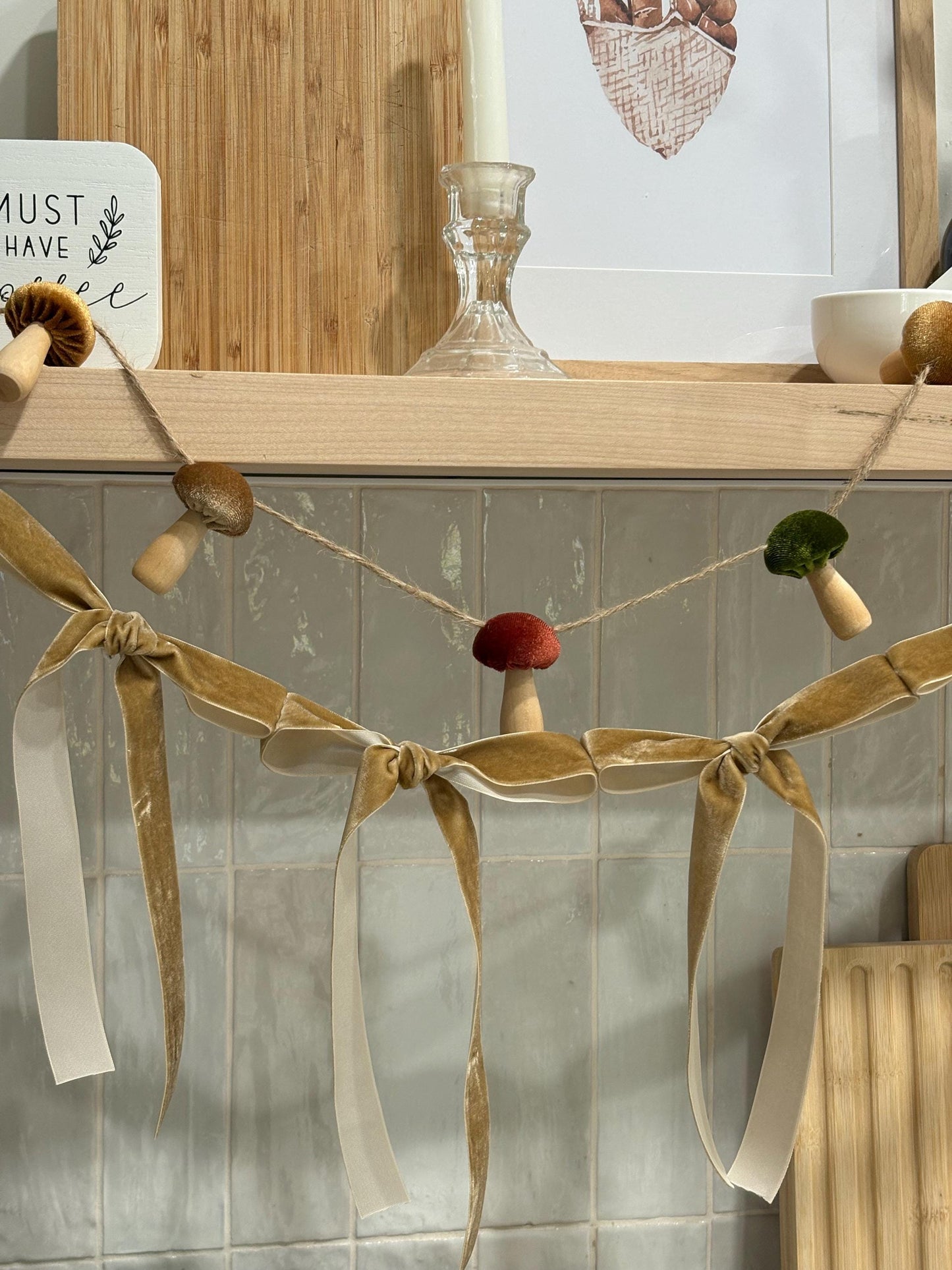 Caramel Velvet Bow Garland