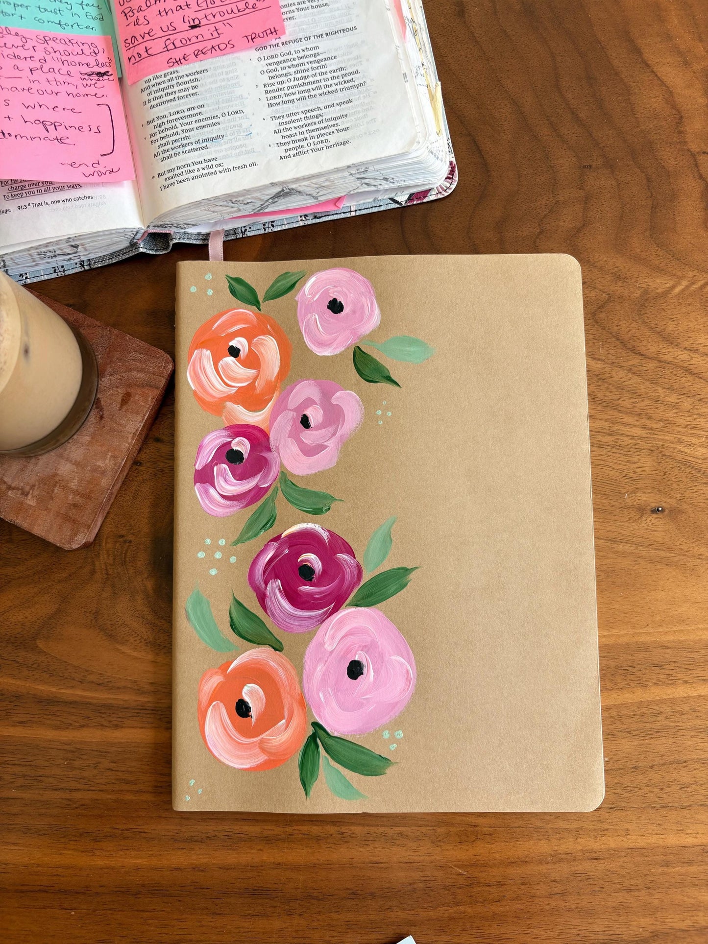 Hand Painted Notebook Journal - Painted journals, painted notebooks, floral journals, moleskine journals, flowers