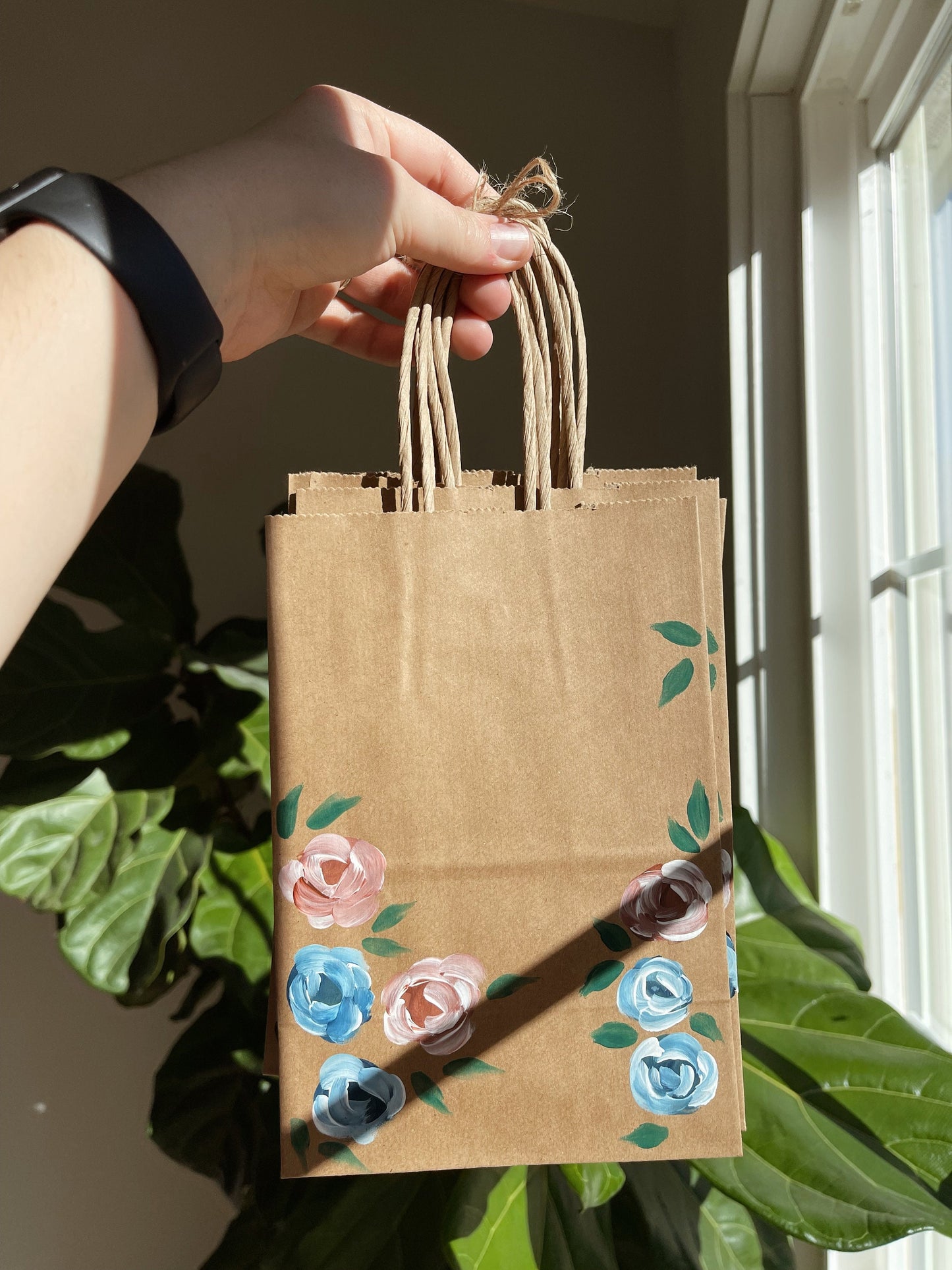 Painted Flower Gift Bags - 4pk