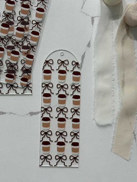 Fall Coffee and Bows Acrylic Bookmark