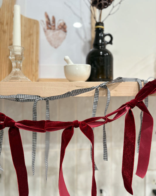 Burgundy Red Velvet Bow Garland