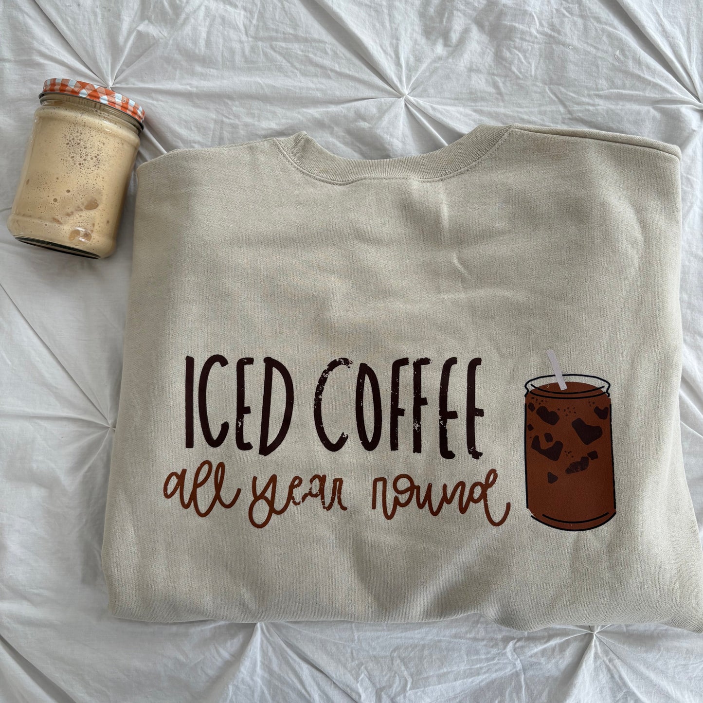 Coffee All Year Round Crewneck Sweater - Sand