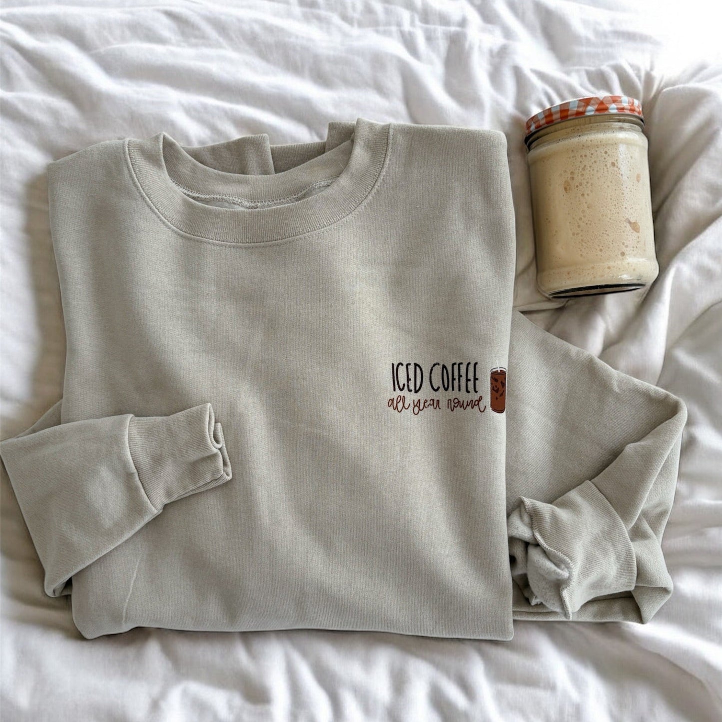 Coffee All Year Round Crewneck Sweater - Sand