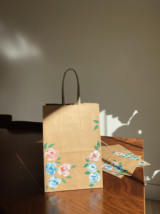 Painted Flower Gift Bags - 4pk