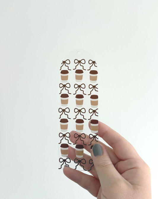 Fall Coffee and Bows Acrylic Bookmark