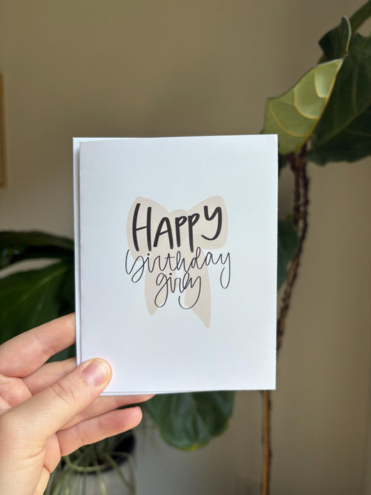 Girly Bow Birthday Card with Envelope