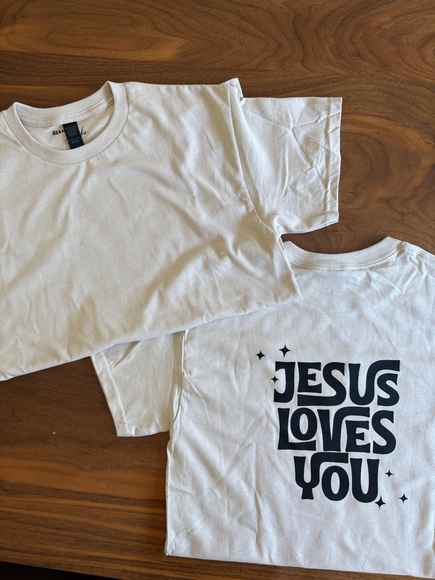 Christian Unisex T-Shirt, 100% Cotton, Jesus Loves You, Sand
